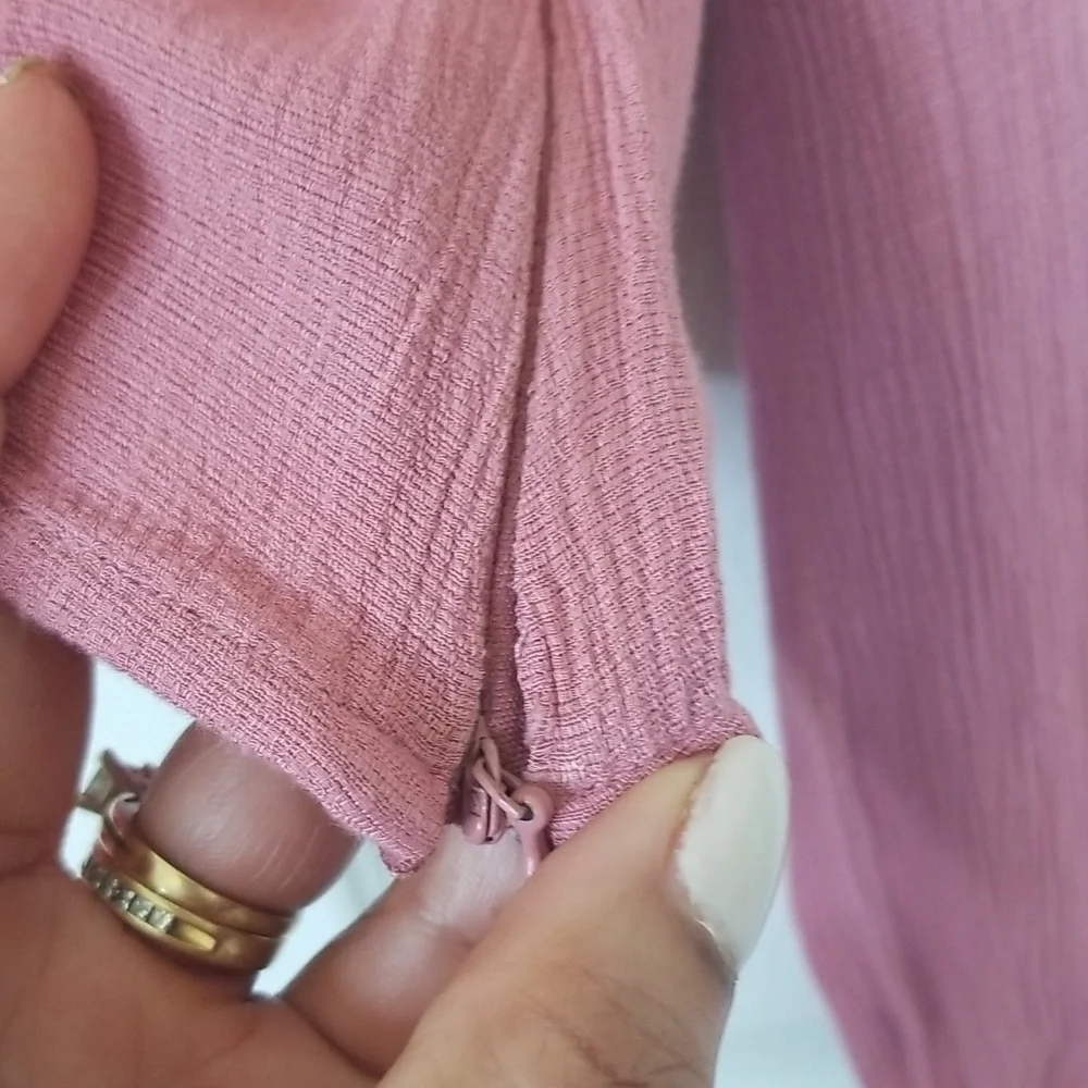 Free People Maise Mauve Rose Color Longsleeve Top V Neck Button Up Shirt